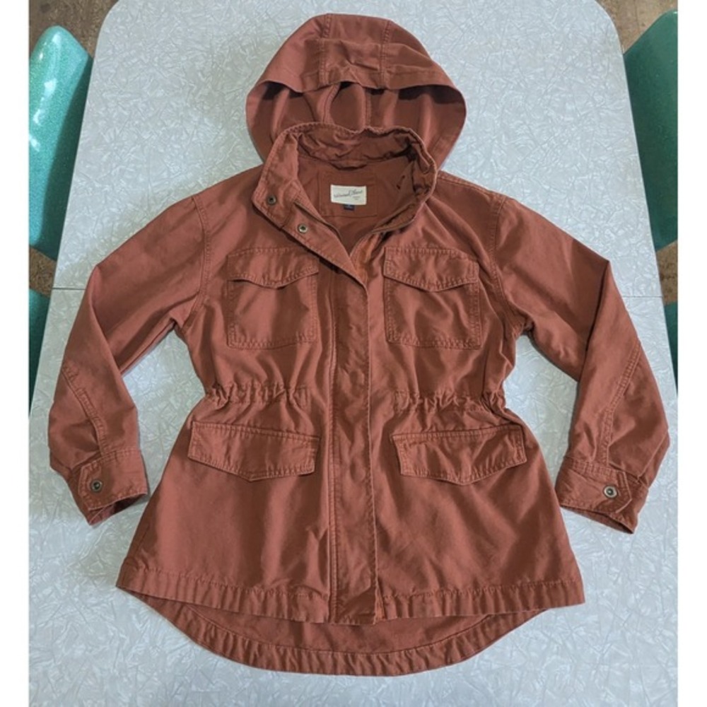 Universal Threads Women's Medium Burnt Orange Rust Canvas Cotton Utility Jacket